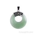 Pièce de monnaie pour femmes Aventurine verte collier pendentif chandail chaîne bijoux